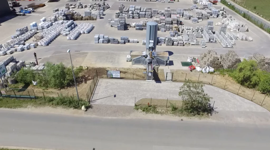 Vue aérienne d'une zone de construction.
