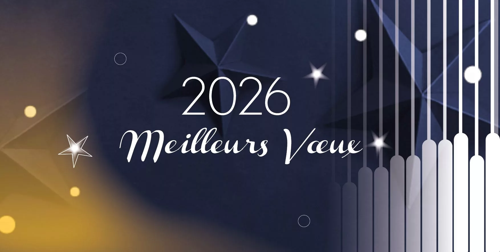 Souhaits de bonne année 2026 avec étoiles.